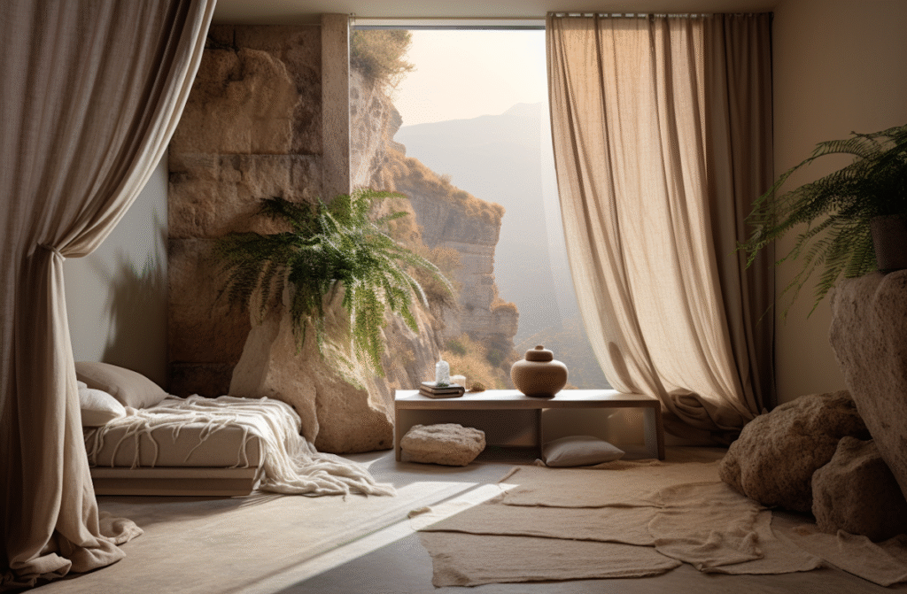 tranquil earth toned mountain retreat